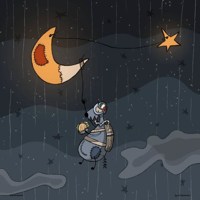 Un pomeriggio diverso, una merenda tra le stelle, appeso alla Luna 

A different afternoon, a snack among the stars, hanging from the Moon

#wolfy #ItalianIllustrator #valeriomagini_illustrator #italianart #illustrationforchildren #space #stars #moon  #childrensillustrationart