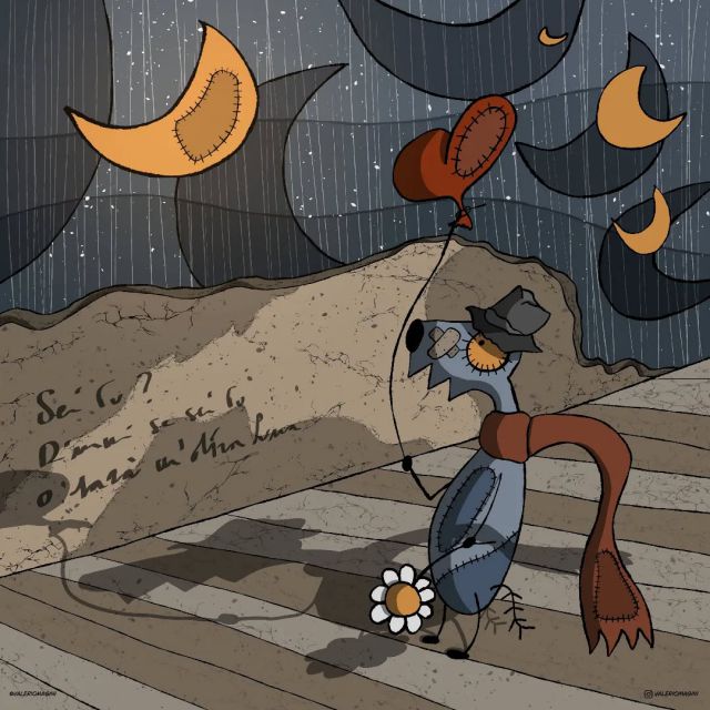 "Sei tu? Dimmi se sei tu o sarà un'altra Luna". Questo si domanda questa versione di Wolfy ispirata al grande Federico Fellini. Voi vi siete mai chiesti, sotto un cielo fatto di stelle, perché ci sia una sola Luna? Voglio dire: tante stelle, anche troppe, e una sola Luna? Wolfy a questo pone rimedio! Le vede? Le immagina? Non lo sapremo mai! 😉

"Is it you? Tell me if it’s you, or will it be another Moon."
That’s what this version of Wolfy, inspired by the great Federico Fellini, wonders.
Have you ever asked yourself, under a sky filled with stars, why there is only one Moon?
I mean, so many stars—too many, even—and just one Moon?
Wolfy has a solution for that!
Does he see them? Does he imagine them?
We will never know! 😉

#Wolfy #illustration #illustrazione #artlovers #magicmoon #moonlight #dreamer #surrealismo #moonchild #immaginazione #dreamlike #mysticalart #nightmagic #artistsoninstagram #illustragram #starlitnight #moonlover #artforsoul #federicofellini #surrealismoitaliano #dreamworld #wolfyandthemoon #childrensillustrationart #childrensillustratorsart
