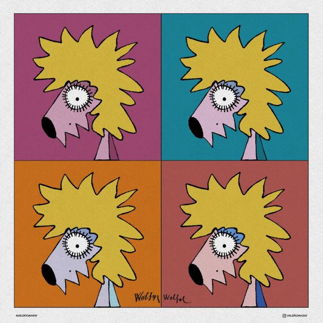 "Un piccolo omaggio alla grande Marilyn ritratta da Andy Warhol, reinterpretata da me in versione Wolfy (o meglio Wolfina). Un quadruplo ritratto, sintesi della POP ART.” 
Riflessione personale: Non ho mai troppo amato la Pop Art, ma i 25 ritratti di Warhol a Marilyn Monroe rappresentano un'eccezione significativa.

"A small tribute to the great Marilyn, portrayed by Andy Warhol and reinterpreted by me in a Wolfy (or rather, Wolfina) version. A quadruple portrait, the essence of POP ART.” 

Personal reflection: I've never been a huge fan of Pop Art, but Warhol's 25 portraits of Marilyn Monroe are a significant exception.

#childrensillustrationart #childrensillustratorart #wolfy #popart #andywarhol #marilynmonroe #arttribute #artinspiration #digitalillustration #illustrationoftheday #creativeart #contemporaryart #modernart #artisticexpression #colorfulart #whimsicalart #cartoonstyle #artlovers #funillustration #wolfillustration #retroart #vintagevibes #artforfun #iconicportrait #comicsart #artcollectors #artoftheday #drawingoftheday #creativeprocess #popculture